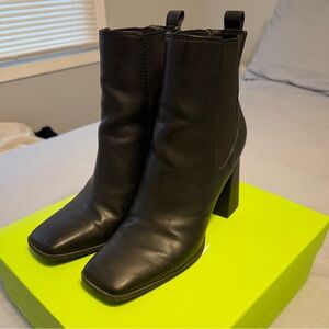 Sam Edelman Black Square Toe Ankle Boots